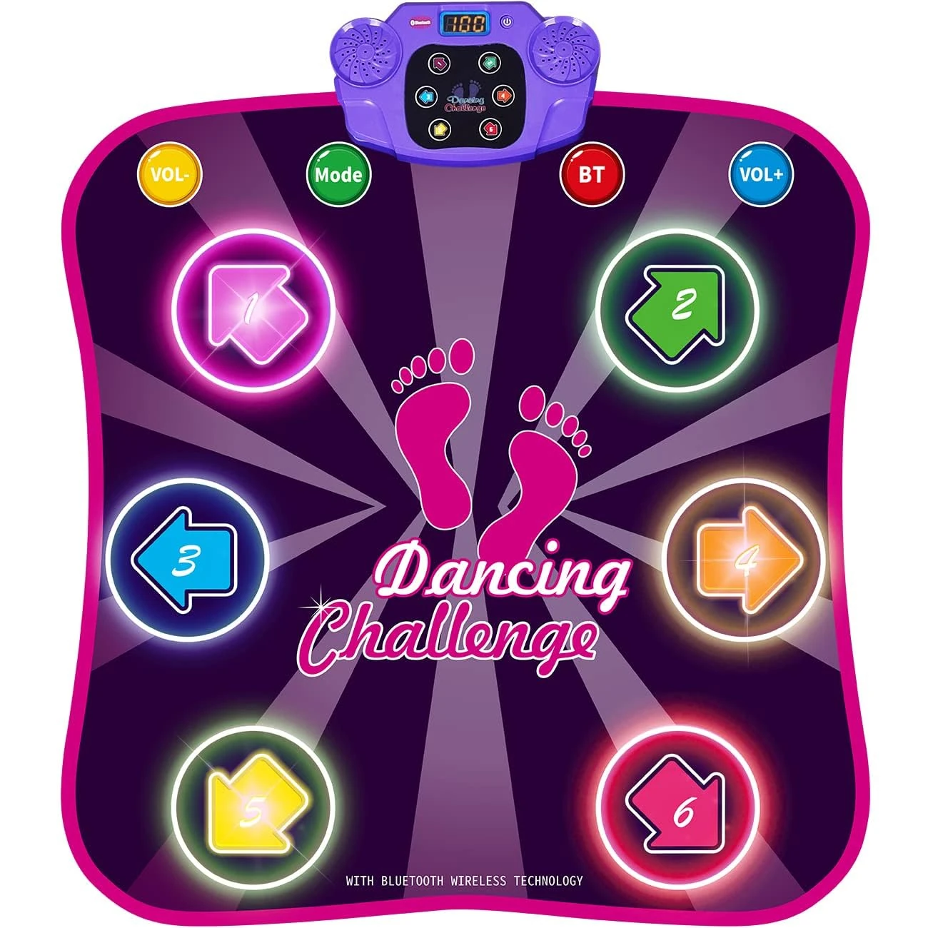 INSTOY Light Up Dance Mat for Girls：Dance Toys for 4 5 6 7 8 9 10 Year Old Girl Gifts - Music Dancing Game Pad with 5 Game Modes & Wireless Bluetooth - Birthday Gifts for Girls Boys Age 3-10
