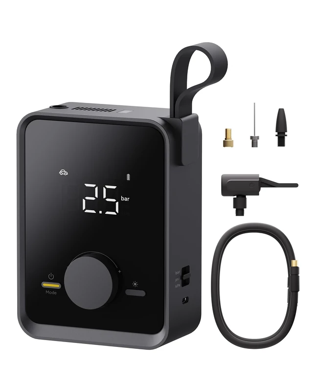 HOTO Tire Inflator Portable, Electric Air Pump Pro for Car Tires with Digital Pressure Gauge 120PSI, Cordless Tire Pump with 12V Motor, 7500mAH Battery, Air Compressor for Car, Motorcycle, Bike, Ball