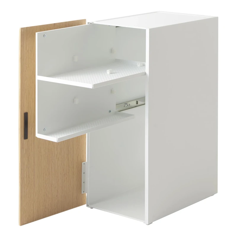 Yamazaki 2109 TOWER Game Console Organizer, white, Steel/Wood/Magnet/Silicone, Minimalist, 24.7 x 36.5 x 60.3 cm