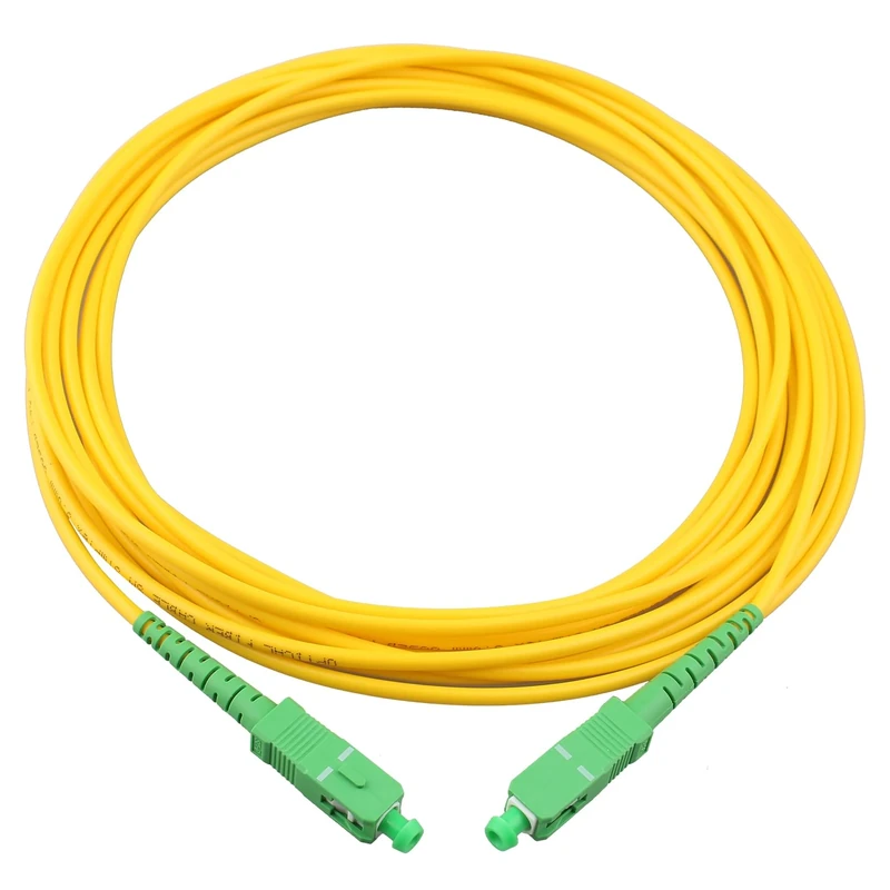 Jopto 5m(16ft) Fiber Optic Cable SC/APC to SC/APC Connector Simplex Single mode 9/125 Fiber Patch Cable Compatible with FTTH Cables PVC LSZH Jacket Fiber Optic Cord-Optics Pigtail Lead Series