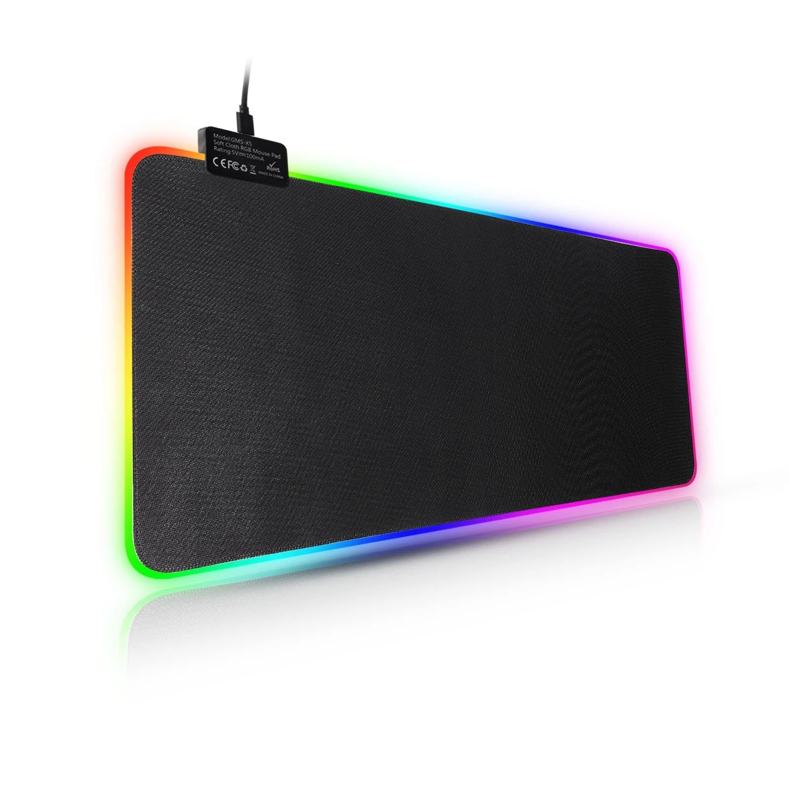 Trintion RGB Gaming Mouse Mat 900×400×4mm Thick Extended Gaming Mouse and Keyboard Mat Pad with Non-Slip Rubber Base with 7 Light Modes Luminous LED Mouse Pad for Computer Gamer Black