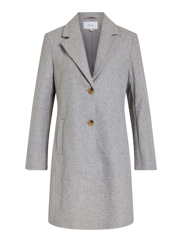 Vila Viclaudia Button Coat - Noos, Light Grey Mix, 8