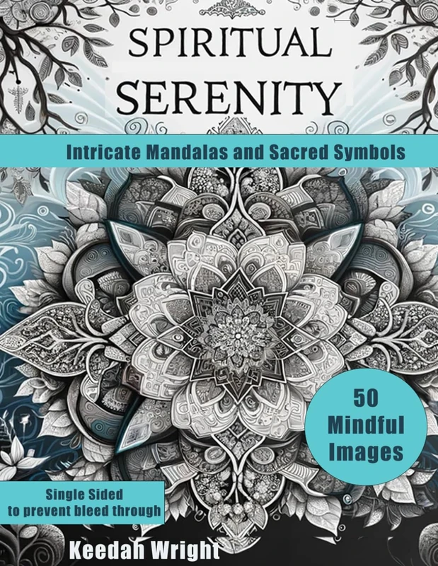 Spiritual Serenity: Intricate Mandalas and Sacred Symbols - An Adult Coloring Journey featuring 50 Mandala Designs