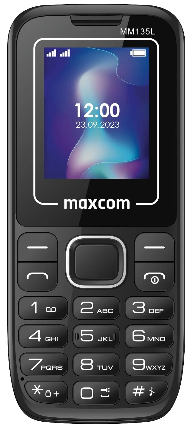 Maxcom MM135L Basic Mobile Phone 2G Dual SIM Unlocked Feature Phone with 1.77" Screen – Ideal Cheap MobilePhone for Senior Phone User Charges from any USB-C Port Ergonomic Design - Black