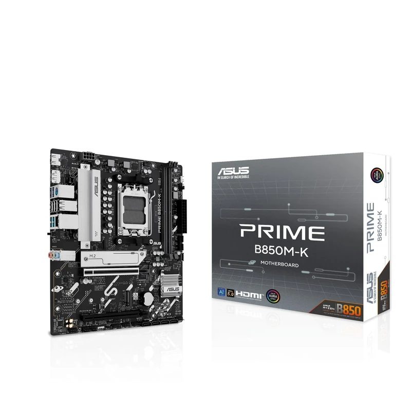 ASUS Prime B850M-K Gaming Motherboard Socket AMD AM5 (Ryzen 9000, DDR5 Memory, 2X M.2, PCIe 5.0, BIOS Flashback, Aura Sync)