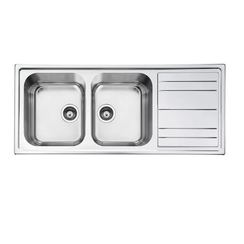 Kitchen Sink Made of Stainless Steel with a Double Bowl from Smeg Mira - Stainless Steel - LDR116-2