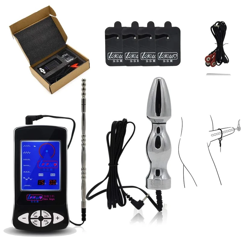 Bondage Masters E Stim Electro Sex Butt Plug Urethral Plug & Patches