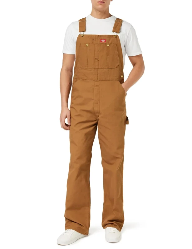 Dickies, Men's, CLASSIC BIB OVERALLS, RINSED BROWN, 38W / 34L