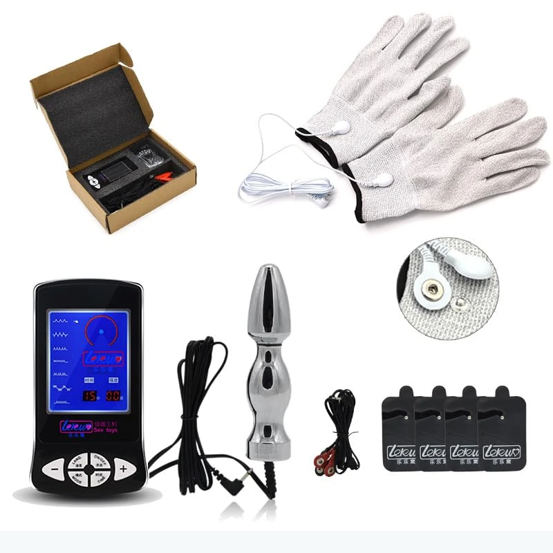 Bondage Masters E Stim Electro Sex Mitts, Butt/Vaginal Plug, Electro Patches