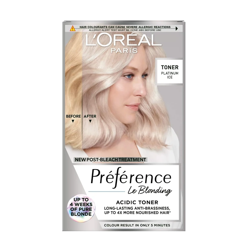 L'Oréal Paris Préférence Le Blonding Acidic Toner, Post Bleach Treatment with no Ammonia, Long Lasting Anti-Brassiness, Platinum Ice 01