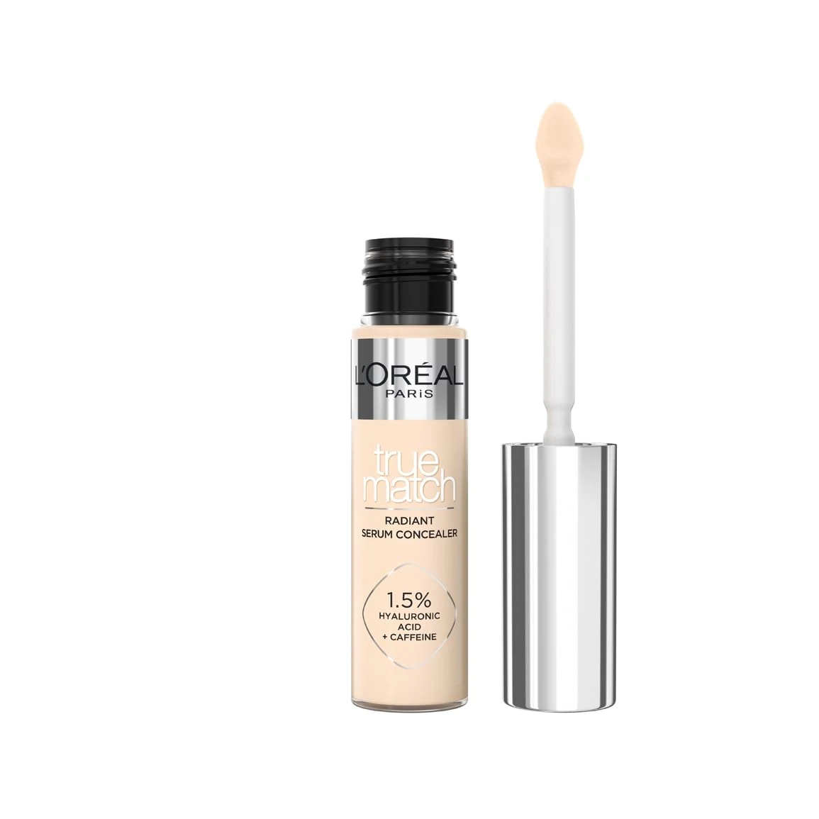 L'Oréal Paris Concealer, True Match Radiant Serum Concealer for Face, with 1.5 Percent Hyaluronic Acid and Caffeine, Reduce the Appearance of Dark Circles and Fine Lines, Shade 1.5N
