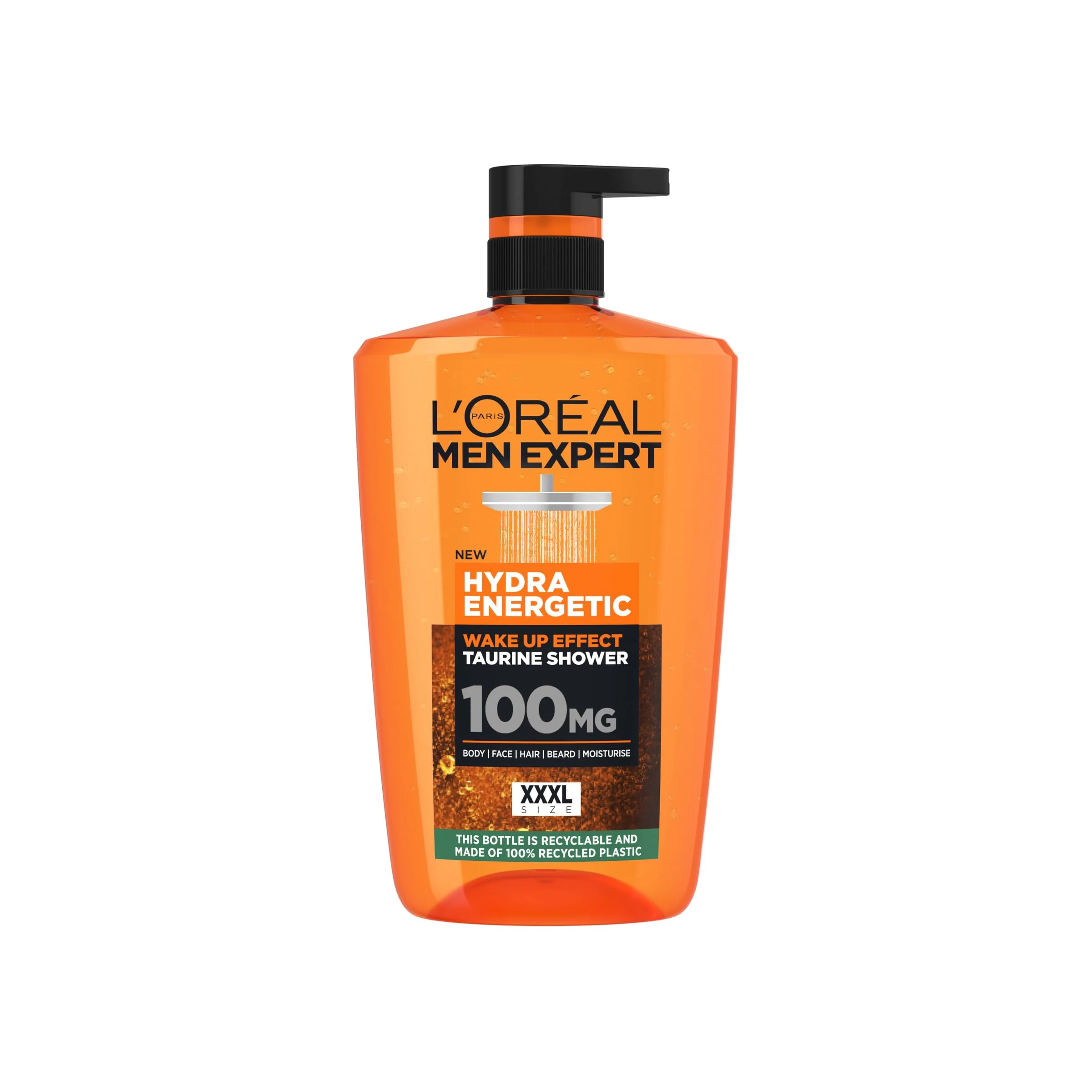 L'Oréal Men Expert, Hydra Energetic, XXL Shower Gel For Men, with Taurine and Vitamin C for an Instant Energy Kick, Large 1L Pump Bottle