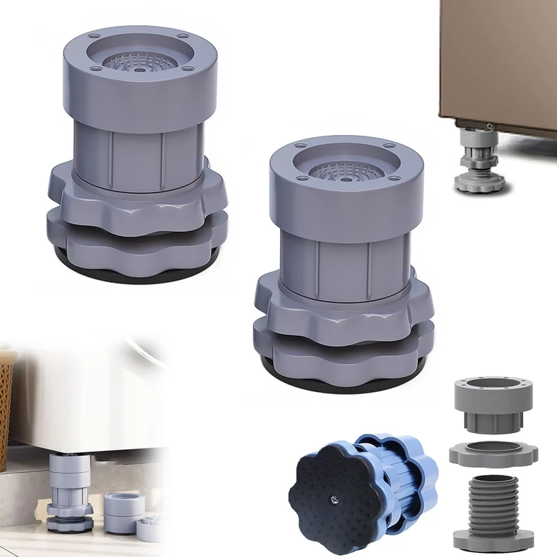 Multifunctional Adjustable Bracket Base, Anti-Slip, Heightening, Shock Absorption And Noise Reduction, Larger Opening for Washer, Dryer And Other Household Appliances (2Pcs-Gray)