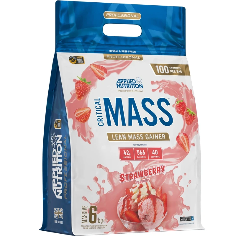 Applied Nutrition Critical Mass Professional - Weight Gain Protein Powder, High Calorie Weight Gainer, Lean Mass (6kg - 40 Servings) (Strawberry)