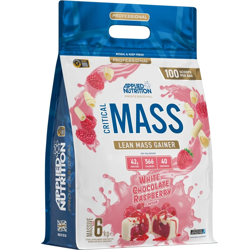 Applied Nutrition Critical Mass Professional - Weight Gain Protein Powder, High Calorie Weight Gainer, Lean Mass (6kg - 40 Servings) (White Chocolate & Raspberry)