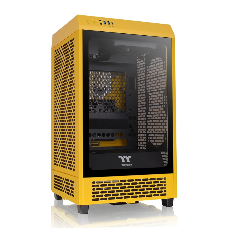Thermaltake Tower 200 Mini-ITX Computer Case; 2x140mm Pre-Installed CT140 Fans; Supports GPU Length Up to 380mm; CA-1X9-00S4WN-00; Bumblebee; 3 Year Warranty