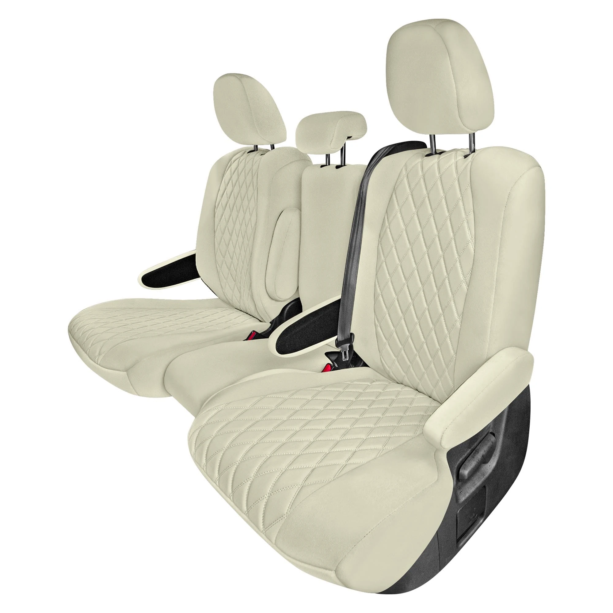 FH Group Custom Fit Car Seat Covers Specifically Made for Toyota Sienna 2021-2024, Solid Beige Ultraflex Neoprene 2nd Row Set Automotive Seat Covers, 8 Seater SUV Seat Covers, Toyota Accessories