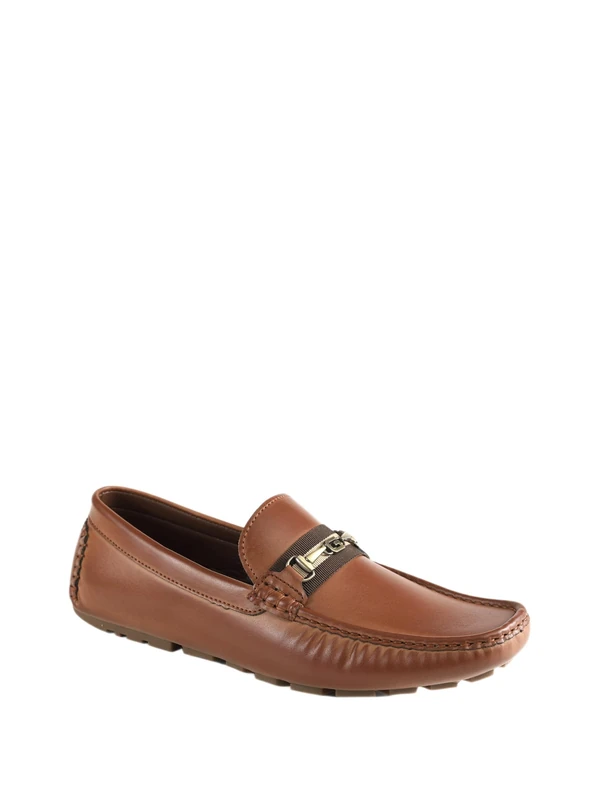 GUESS Men's Aarav Driving Style Loafer, Cognac 210, 5.5 UK