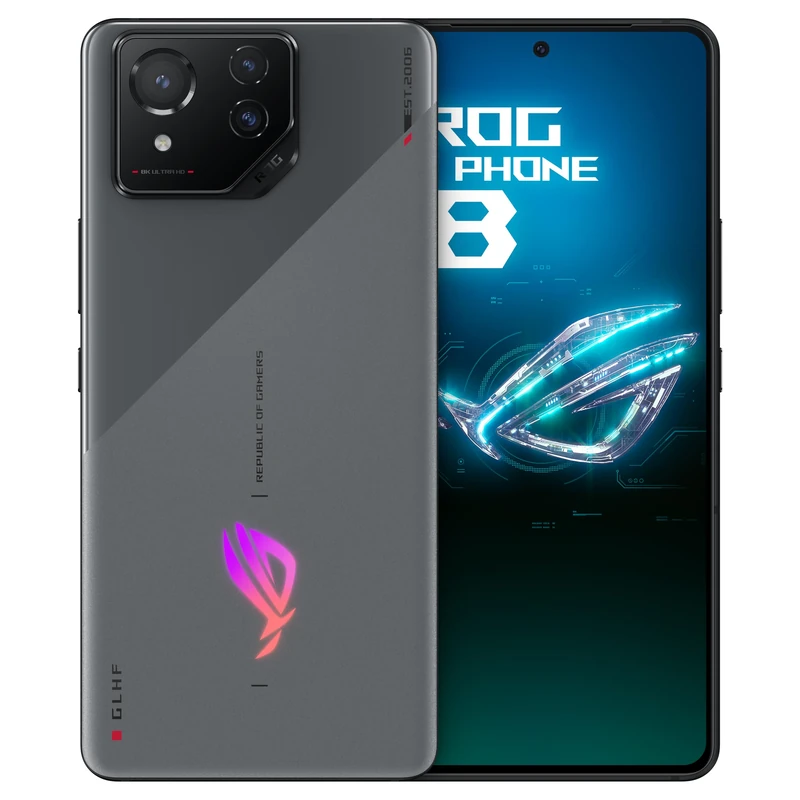 ASUS ROG Phone 8, Qualcomm Snapdragon 8 Gen 3, SM8650, 6.78" FHD+ (2400x1080) 165Hz, 12GB RAM, 256GB Storage, Android 14, 50MP Gimbal Camera, 5500mAh, Dual Sim, Grey, UK - Image 1