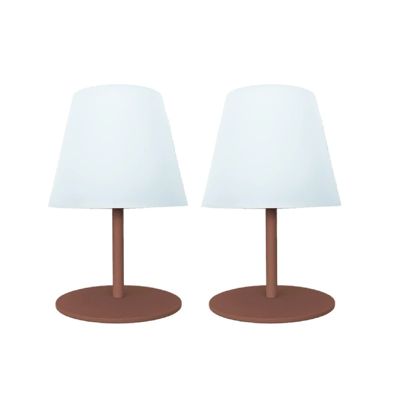 Lumisky Set of 2 Wireless LED Table Lamps Twins Terracota H16cm