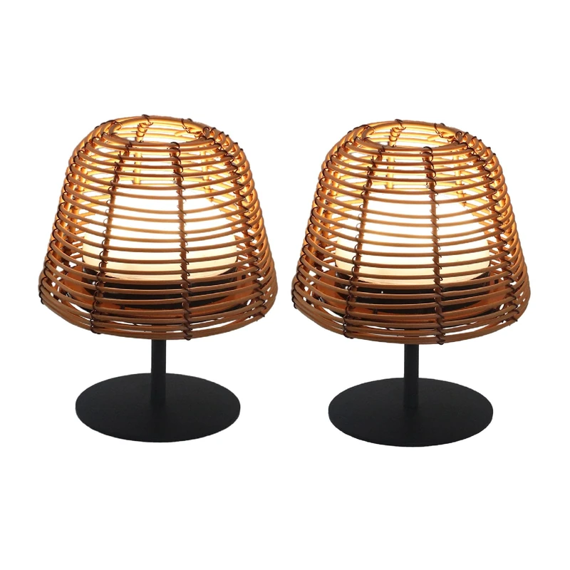 Twins Boheme Set of 2 Wireless LED Table Lamps Height 16 cm Polyrattan