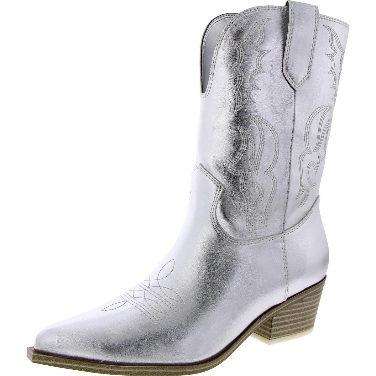 Nine West Women's Yodown Western Boot, Silver 040, 4 UK