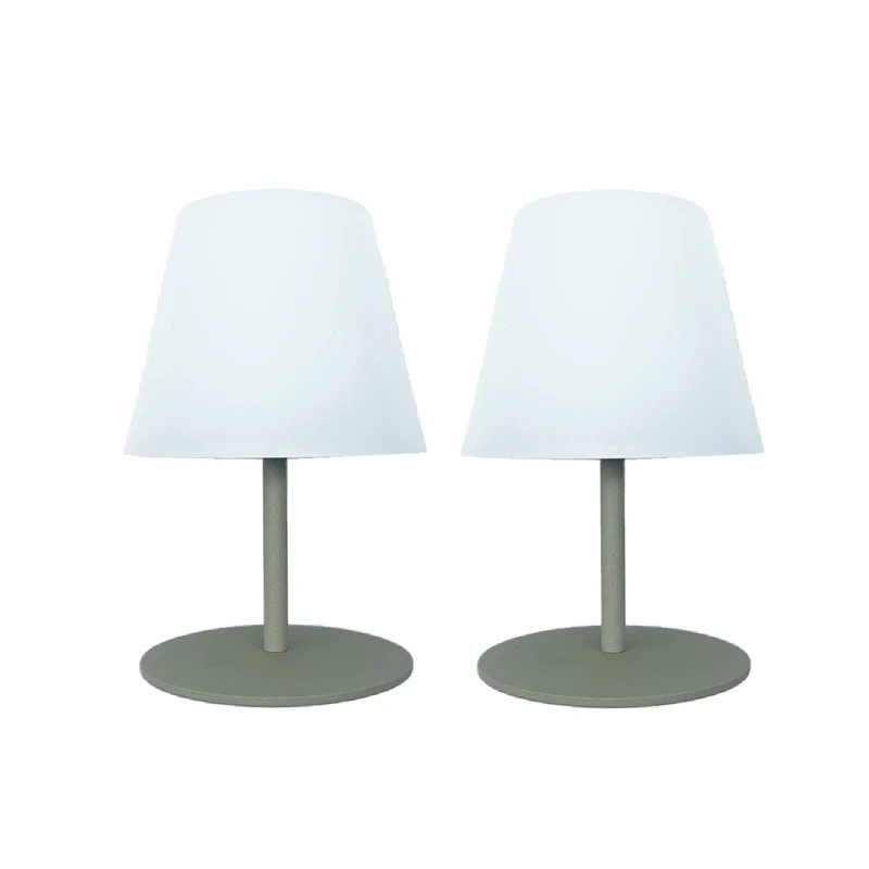 Set of 2 Wireless LED Table Lamps Twins Olive H16cm