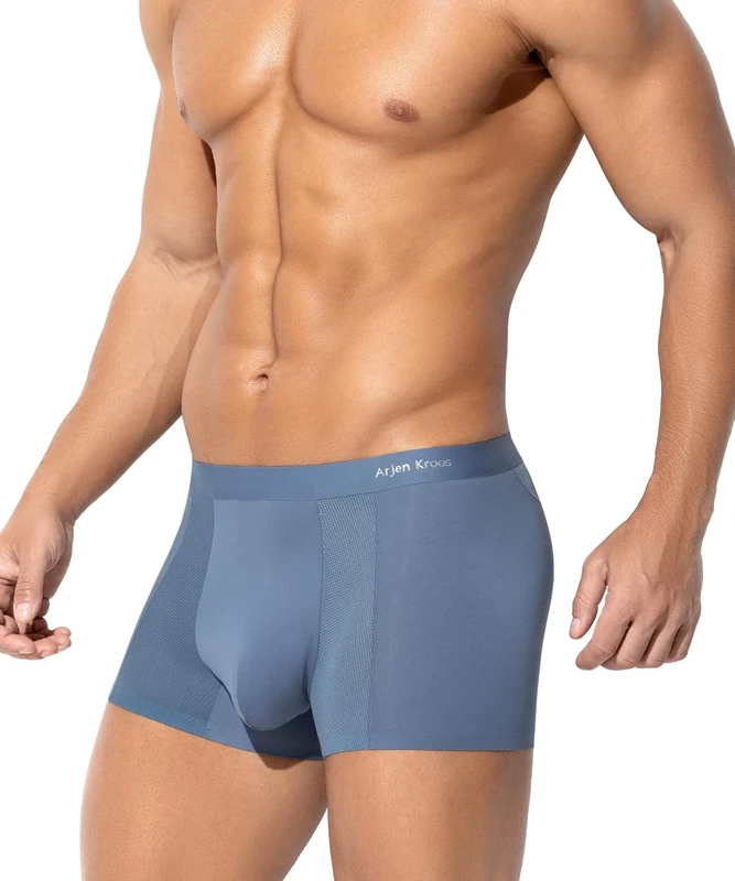 Casey Kevin Men's Modal Underwear Ice Silk Boxers Shorts Soft Breathable Boxer Briefs Microfibre Trunks Thin Mesh Underpants Low Rise Pouch Pants, Light Green L