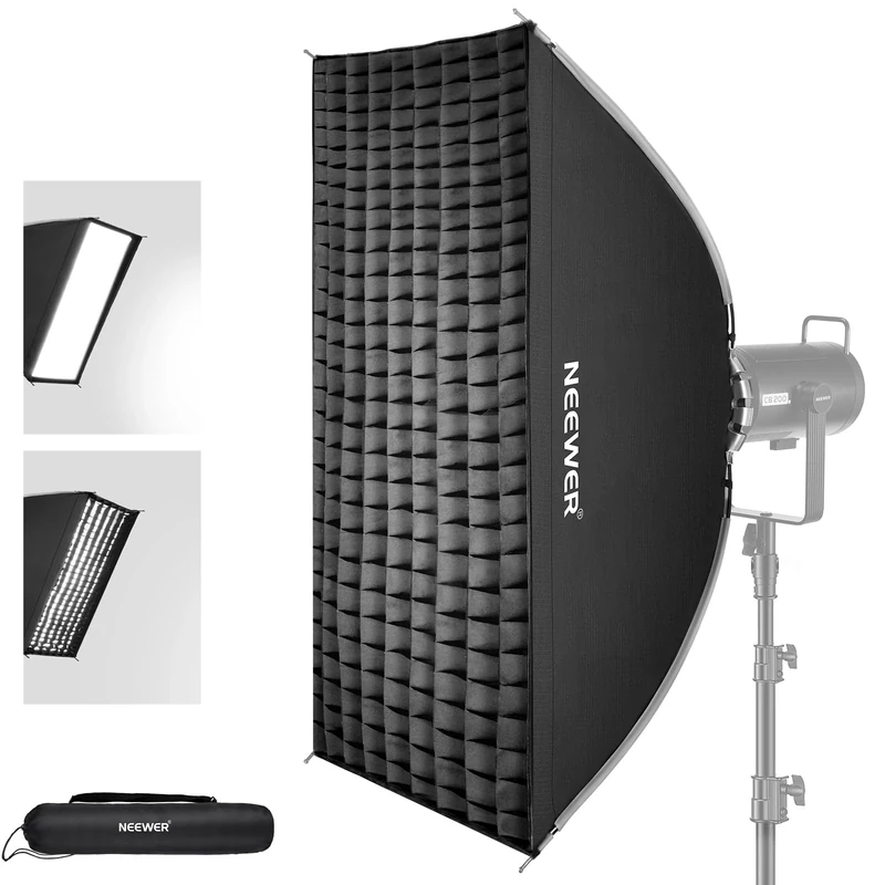 NEEWER 24"x35" Quick Setup Foldable Rectangular Strip Softbox Bowens Mount with Diffusers/Honeycomb Grid/Bag, Compatible with Godox Aputure 120d Video Lights Q4 Studio Flash Strobes, NS16S