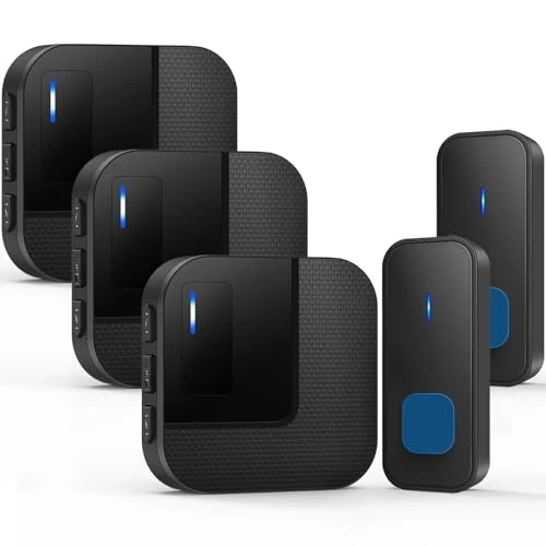 Kabol Wireless Doorbell, Plug in 1000ft Long Range Door Bell Chime, IP65 Waterproof Electric Cordless Door Bell Kits, 55 Melodies, 5 Volume Levels, 2 Battery Operated Button and 3 Receivers