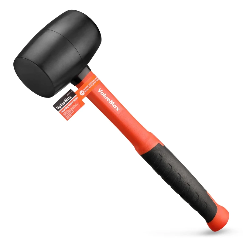 ValueMax Rubber Mallet 16 oz/ 450 g, Mallet Hammer with Solid Rubber Head and Fiberglass Shaft, Durable Rubber Hammer with Ergonomic Soft Grip, Ideal for Tiling, Bricklaying, Basic Home Maintenance