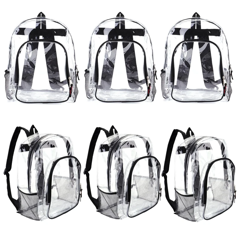 JOMPARO Pack of 24 Transparent Backpacks Bulk for Boys Girls for School Black Medium Backpack, Black, Medium, Backpack