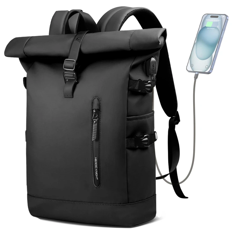 HEROIC KNIGHT Roll top Backpack, Black