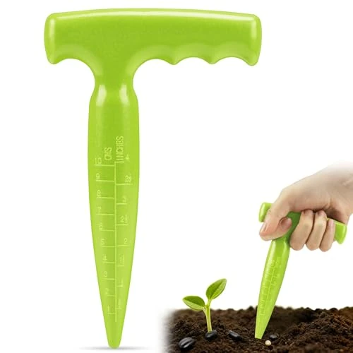 Milifox Planting Dibber,Bulb Planter Tool Plastic with Measurement Scale,Suitable Hand Dibber for Family,Gardener(Light Green)