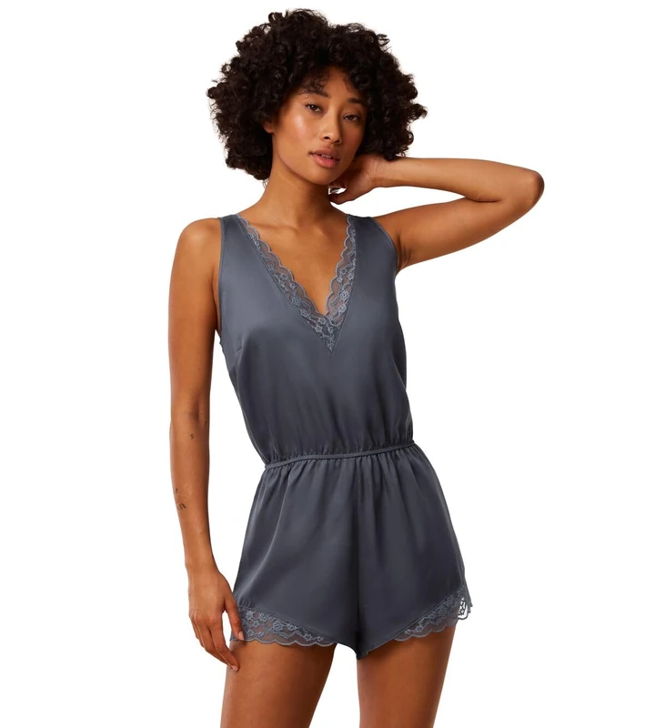 Triumph Women's Silky Sensuality Romper Pyjama Set, Pebble Grey, 14