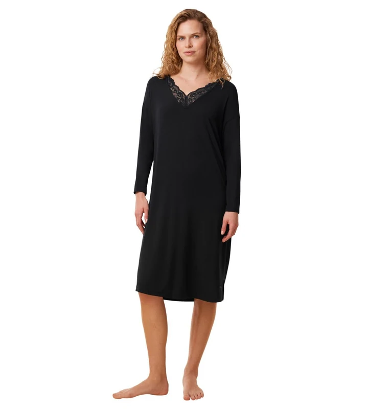Triumph Women's Timeless Sensuality NDK LSL Nightgown, Black, 46, Black, UK 20