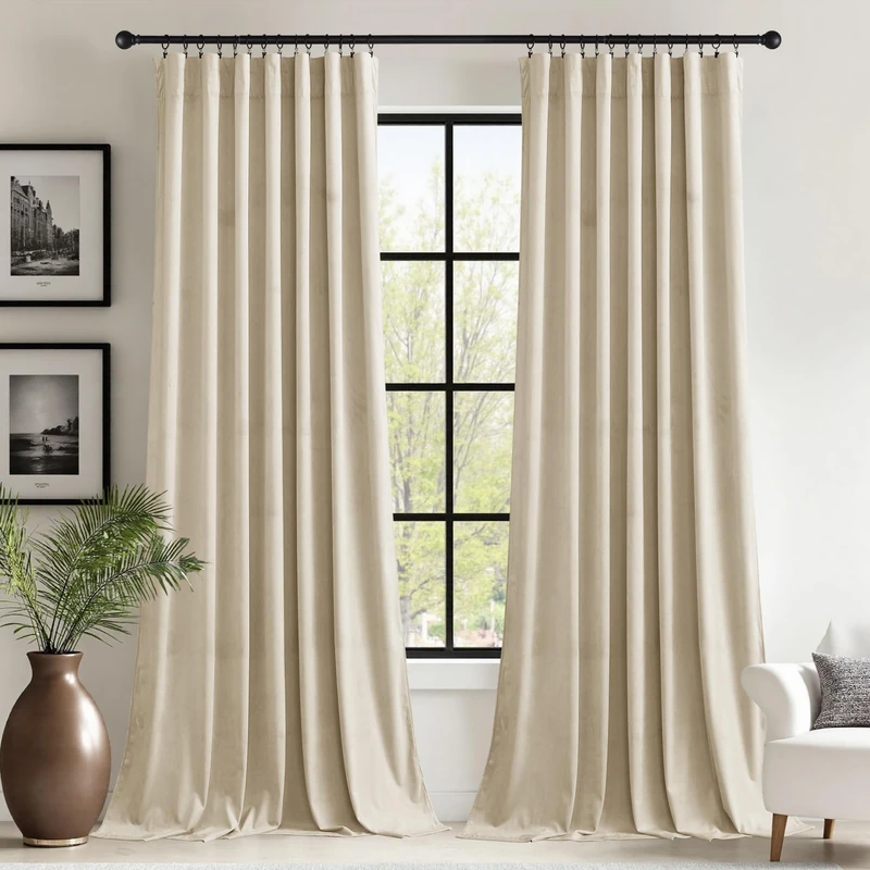 StangH Extra Wide Beige Privacy Thermal Curtains 90 inches, 2 Panels