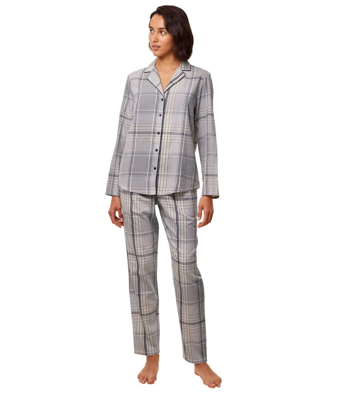 Triumph Women's Boyfriend Pw X Checks Pajama Set, Blue-Light Combination, 14