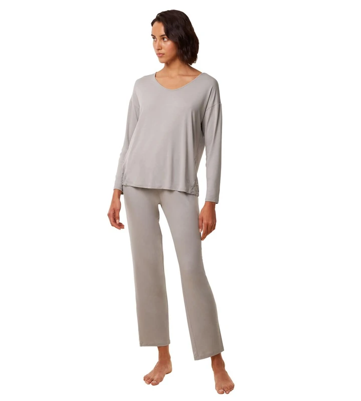 Triumph Women's Timeless Sensuality PK LSL Pyjama Set, Silent Grey, 42, Silent Grey, UK 16