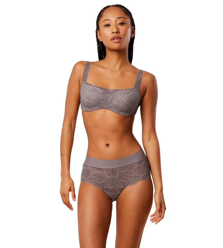 Triumph Women's Body Makeup Illusion Lace Balconette Bra, Pigeon Grey, 34B