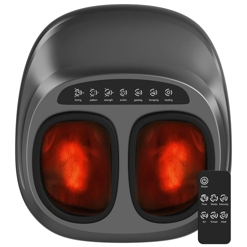 HIYAA Foot Massager with Heat, Shiatsu Foot Massage Machine with RC, Rolling, Air Compression, Deep Kneading, 3-Level Settings & 3 Adjustable Intensity for Neuropathy Pain, Gift for Mom Dad Women Men