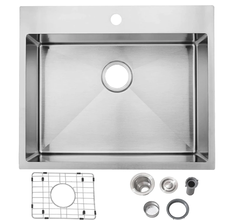 Friho 18 x 18 Inch Drop in Bar Sink,Stainless Steel Single Bowl Topmount Kitchen Sink, Handmade Bar Prep Sink,Outdoor Rv Single Bowl Kitchen Bar Sink