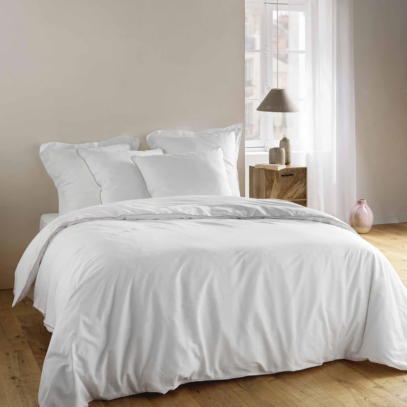 Douceur d'Intérieur, 3-Piece Bedding Set (260 x 240 cm) Noemie White, 100% Cotton
