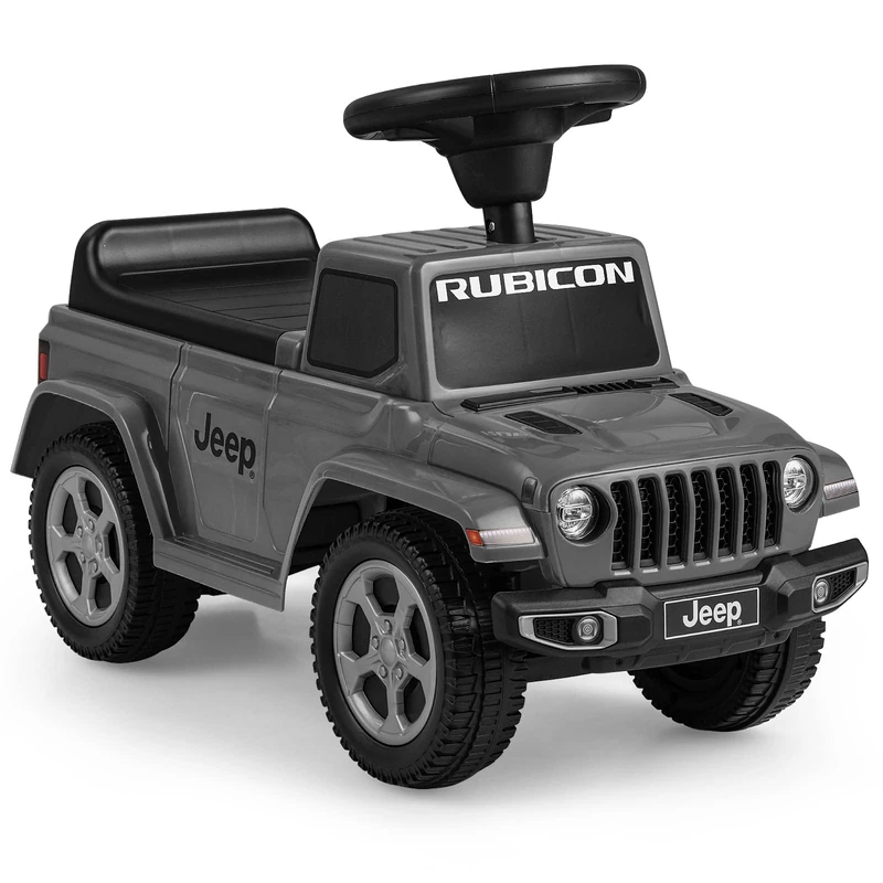 GYMAX Toddler Ride On Car, Licensed Jeep Sit On Toy Cars with Under Seat Storage, Horn & Engine Sound, Outdoor Indoor Kids Foot to Floor Sliding Car for 18-36 Months Boys Girls (Dark Grey)
