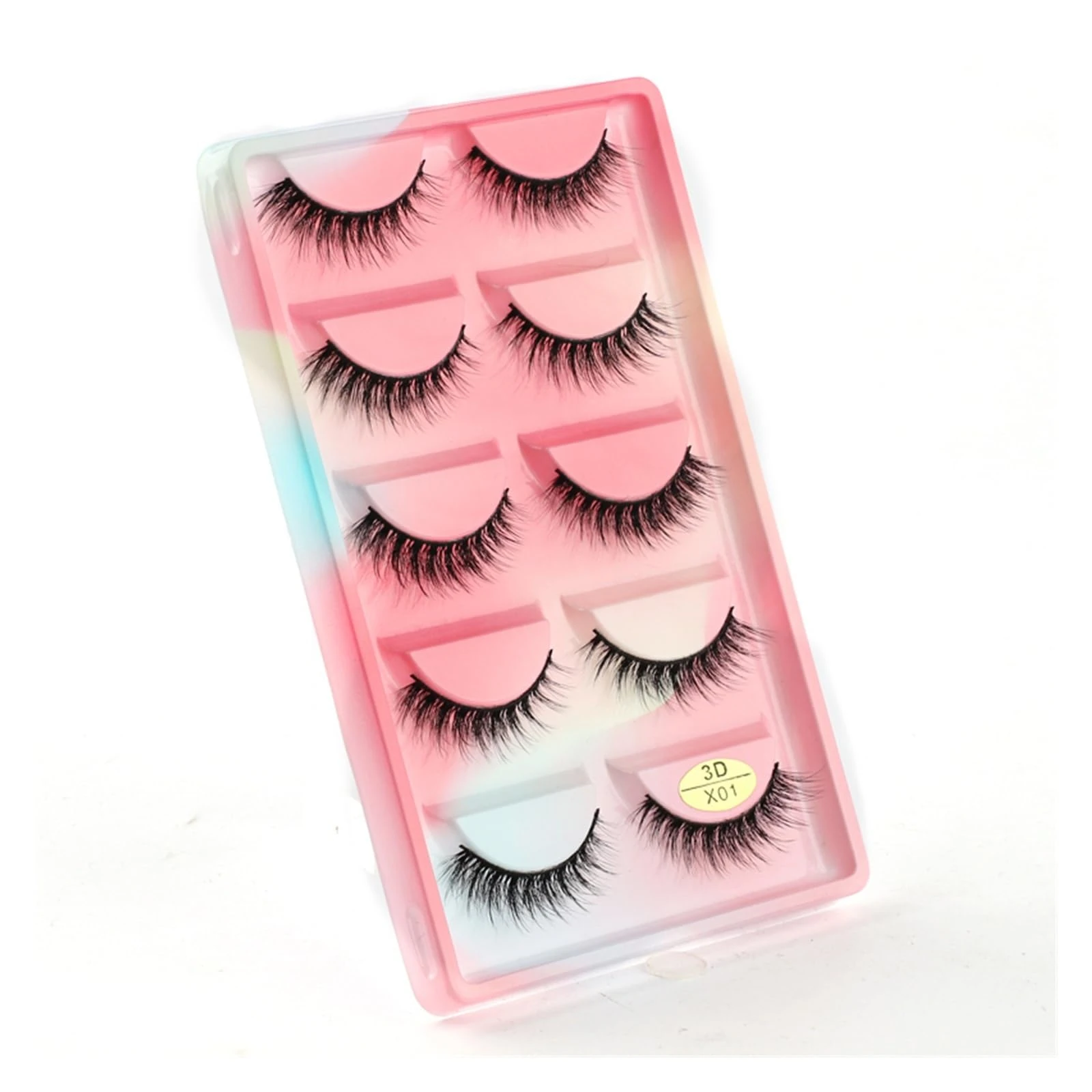 UAMOU Mink Eyelashes 10/50/100 Boxes Wispy 3D Mink Lashes Makeup Natural Long Volume False Eyelashes Bulk Faux Cils Custom Cheerfully (Color : 5 Pairs X01CS, Size : 50 Boxes)