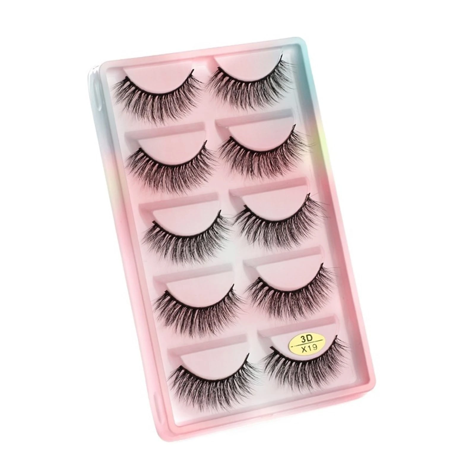 UAMOU Mink Eyelashes 10/50/100 Boxes Wispy 3D Mink Lashes Makeup Natural Long Volume False Eyelashes Bulk Faux Cils Custom Cheerfully (Color : 5 Pairs X19CS, Size : 50 Boxes)