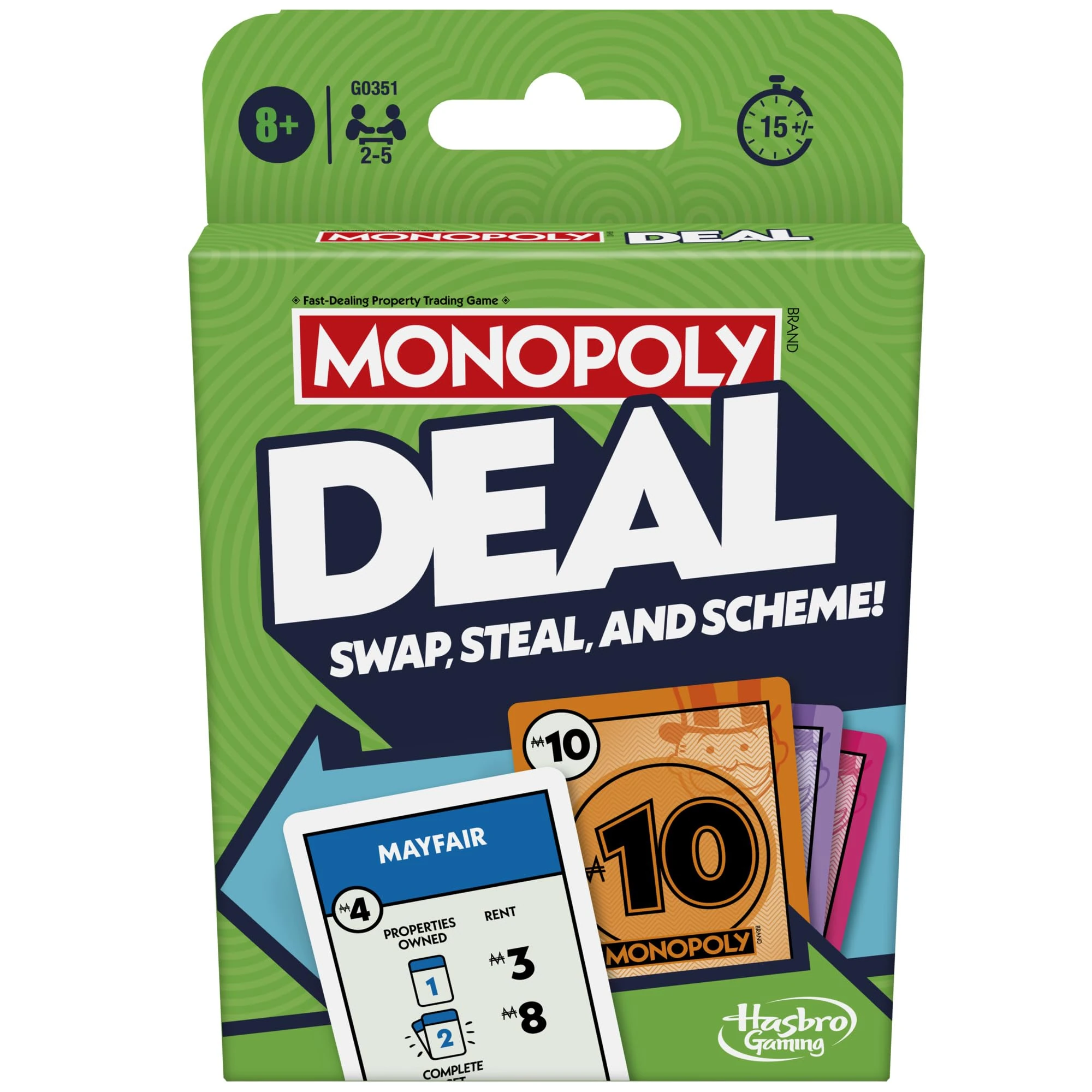 Monopoly Hasbro Gaming Deal Strategy Card Game for 8+ Year Old Kids, for 2-5 Players, Family Games for Children and Adults