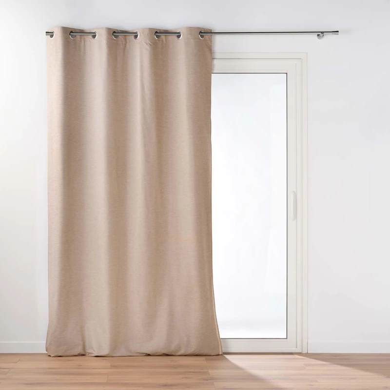 Douceur d'Intérieur, Coverline Beige Thermal & 100% Blackout Curtains with Eyelets with Removable Lining (140 x 260 cm) - Image 1