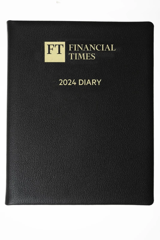 Collins Financial Times Diaries 2024 - Leather Weekly Desk Diary - Black - Week to View Complete Business Planner