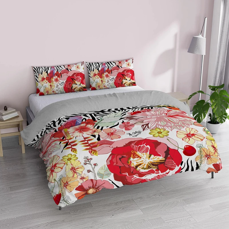 Italian Bed Linen Duvet Cover Set 100% Cotton, Digital Print KI-OSA, KIO-LM03, Double